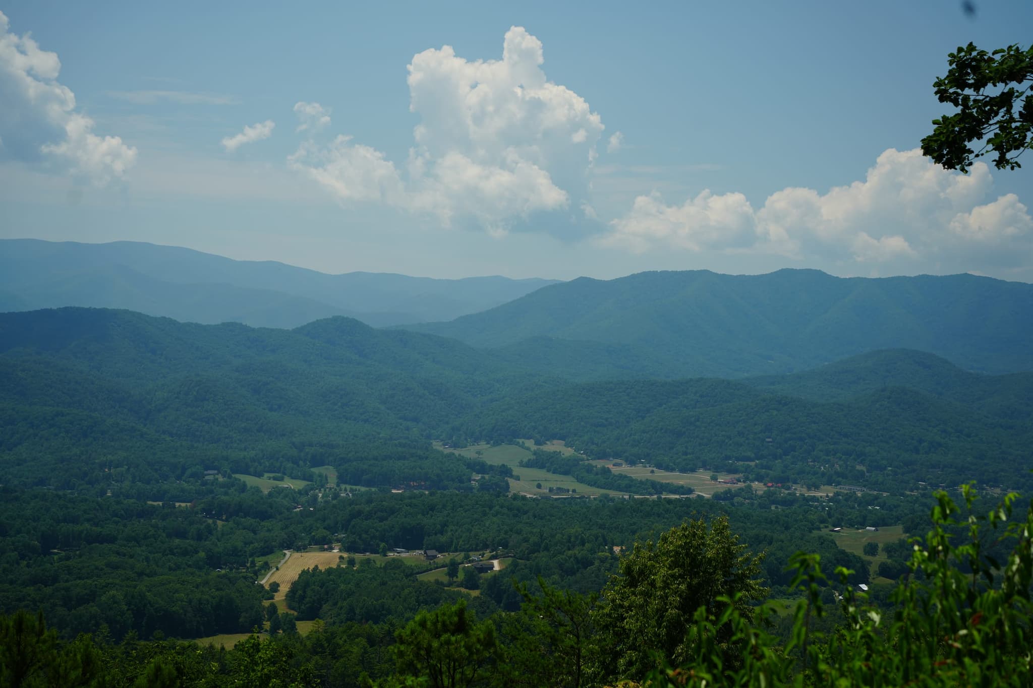 Wears Valley's farms and foothills seen from the Foothills Parkway